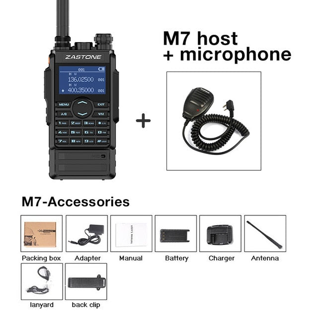 Zastone M7 Dualband 5 W Walkie Talkie 136-174 400-480 MHz 250 Kanäle 2600 mAh Akku HF-Transceiver Amateurfunk