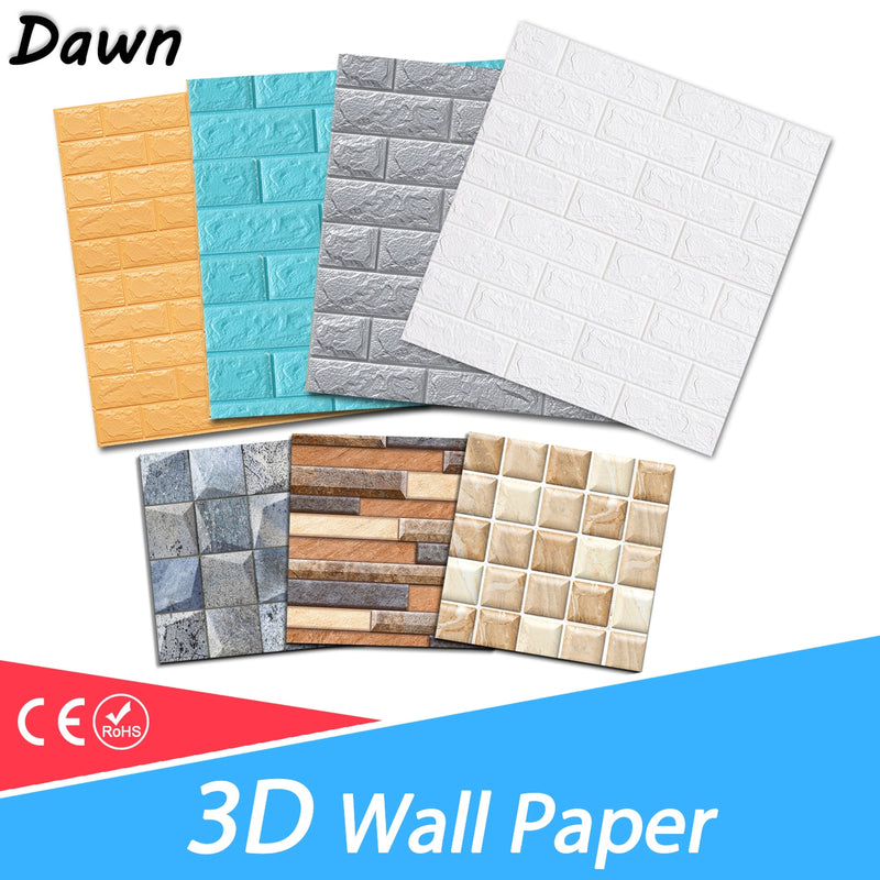 Pegatinas de pared 3D, ladrillo de mármol, impermeable, bricolaje, fondo de decoración autoadhesivo para habitación de niños, papel tapiz para salón, pegatina