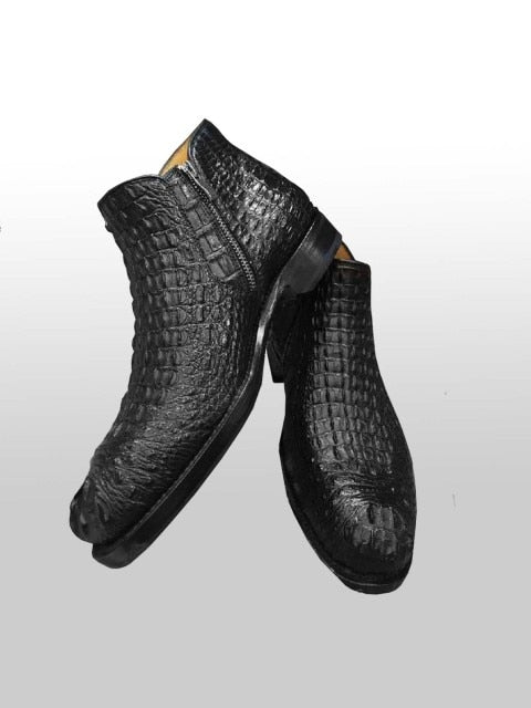 jiangxinduyun botas de cuero de cocodrilo personalizadas cremallera manual cocodrilo del Nilo hombres botas de cocodrilo del Nilo botas cortas
