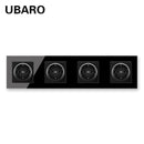 UBARO German Standard 16A Crystal Glass Panel Wall Socket Power Steckdose Stopcontact Plug Sockets Home Outlet AC100-250V