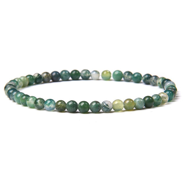 Pulsera de energía de cuentas de Chakra de 4mm, pulsera elástica de piedra de ónix de ágatas redondas naturales, brazaletes para mujeres y hombres, joyería de Yoga hecha a mano