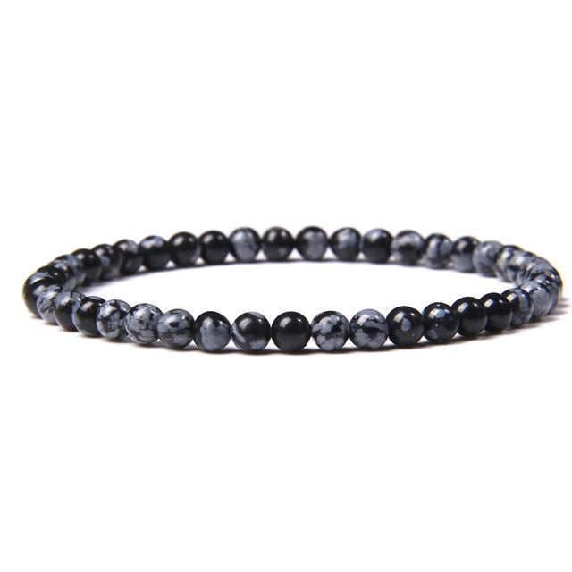 Pulsera de energía de cuentas de Chakra de 4mm, pulsera elástica de piedra de ónix de ágatas redondas naturales, brazaletes para mujeres y hombres, joyería de Yoga hecha a mano