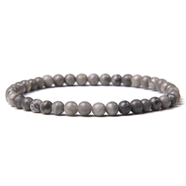 Pulsera de energía de cuentas de Chakra de 4mm, pulsera elástica de piedra de ónix de ágatas redondas naturales, brazaletes para mujeres y hombres, joyería de Yoga hecha a mano