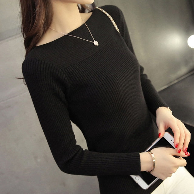 2021 Spring Casual Long Sleeve autumn Knitted Sweater Women Pullover Sweaters Korean Style Winter Slim White Pull Knitwear 7571