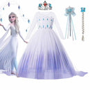 Disney Frozen 2 Costume for Girls Princess Elsa Dress White Sequined Mesh Ball Gown Kids Snow Queen Cosplay Carnival Clothing