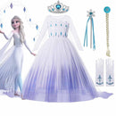 Disney Frozen 2 Costume for Girls Princess Elsa Dress White Sequined Mesh Ball Gown Kids Snow Queen Cosplay Carnival Clothing