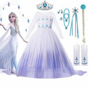 Disney Frozen 2 Costume for Girls Princess Elsa Dress White Sequined Mesh Ball Gown Kids Snow Queen Cosplay Carnival Clothing