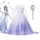 Disney Frozen 2 Costume for Girls Princess Elsa Dress White Sequined Mesh Ball Gown Kids Snow Queen Cosplay Carnival Clothing