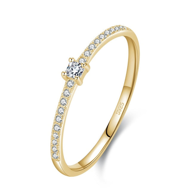 Modian 2021 Echt 925 Sterling Silber Einfache Quadratische CZ Charme Gold Farbe Fingerringe Für Frauen Hochzeit Verlobungsschmuck