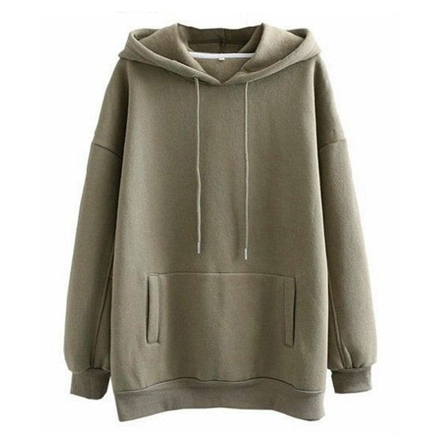 Tangada Women couple sweatshirt fleece 100% cotton amygreen oversized hood hoodies sweatshirts plus size SD60