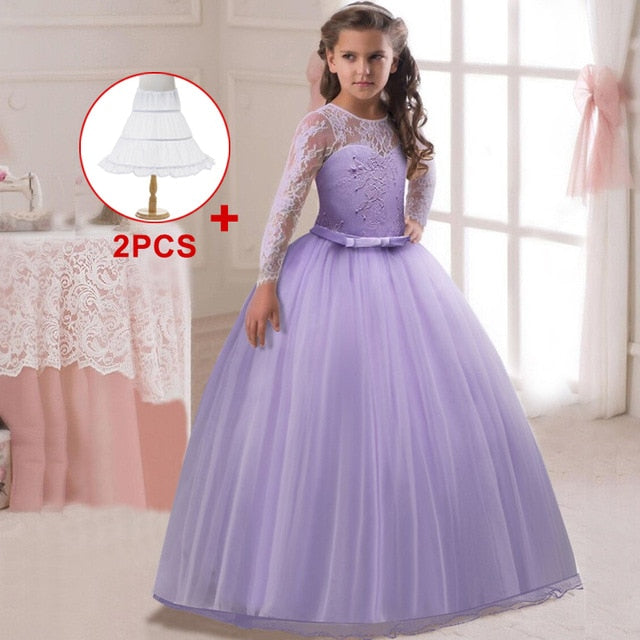 Einzelhandel Kinder Party Abendkleider Spitze Ballkleid Blumenmädchenkleider für Hochzeiten Erstkommunion Kleider für Mädchen