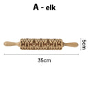 Christmas Rolling Pins Rock Snowflake Elk Wooden Rolling Embossing Baking Cookies Biscuit Fondant Cake Patterned Roller 35*5cm