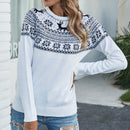 Cross Border Europe and America WOMEN'S Dress Christmas Snowflake Deer Sweater Hot Selling 2020 Autumn and Winter Crew Neck Pull