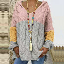 Suéteres de mujer de talla grande con capucha informal de manga larga abrigo de punto suelto moda de invierno a rayas ropa de punto para mujer S-3XL
