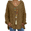 Suéteres de mujer de talla grande con capucha informal de manga larga abrigo de punto suelto moda de invierno a rayas ropa de punto para mujer S-3XL