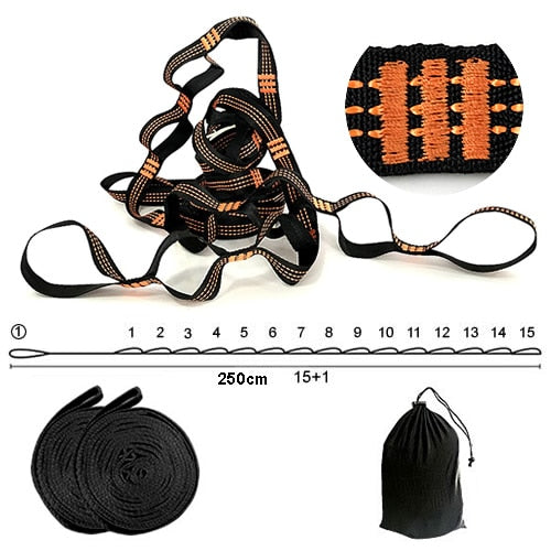 2 PCS Essential Can Hold 2000kg Out Door Camping Hiking Hammock Hanging Belt Hammock Strap Rope Accessories Load Bind Rope