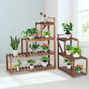 3-Tier 9 Pots Wooden Plant Flower Stand Shelf Balcony Garden Flower Plant Stand Display Shelf Corner Stand Display Shelf Rack