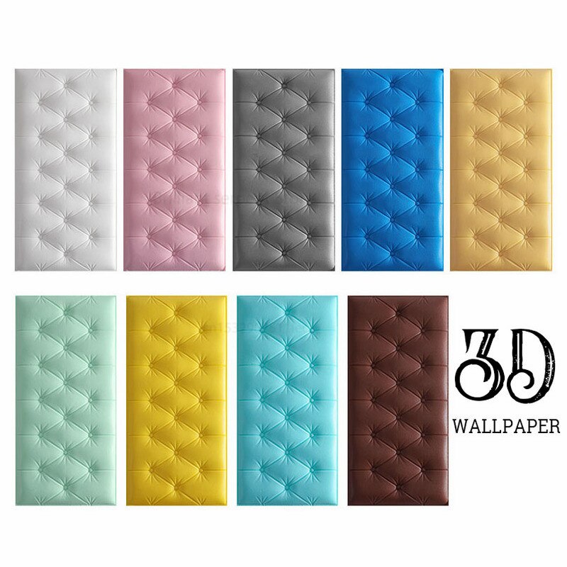 Self-adhesive 3D Wall Stickers Thicken Tatami Anti-collision Wall Mat Children's Bedroom Bed Soft Cushion 4MM