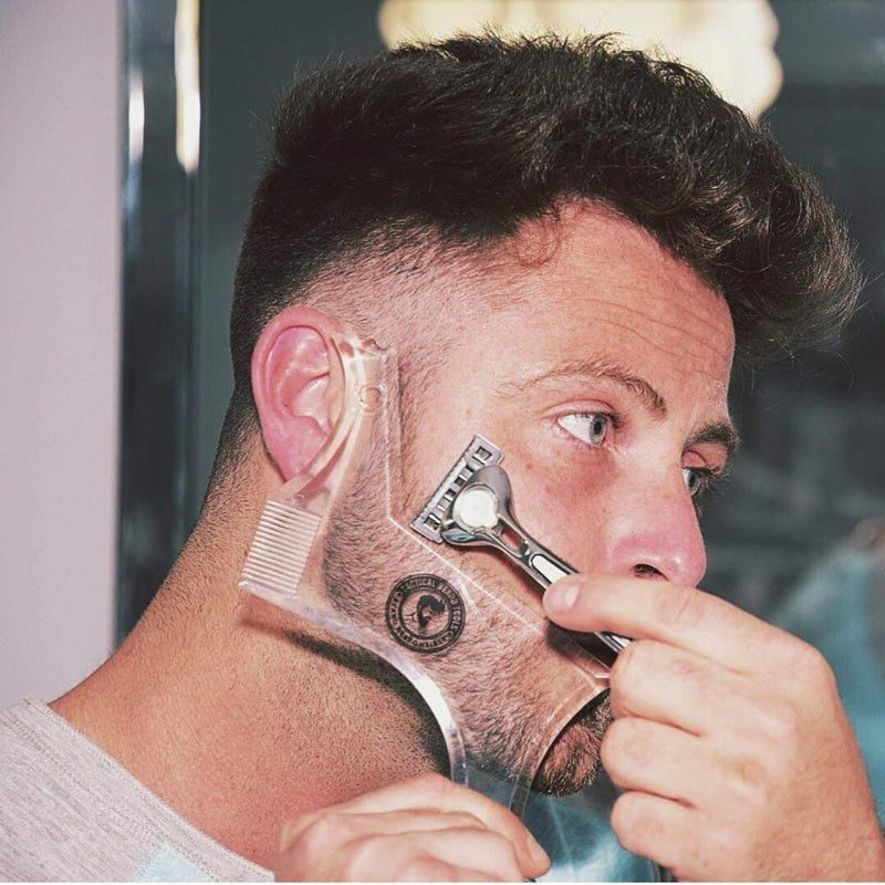Männer Bartkamm Friseur Bartpflege transparentes Aussehen Schnurrbart Formkamm Formgebung Styling Vorlage Linealkämme