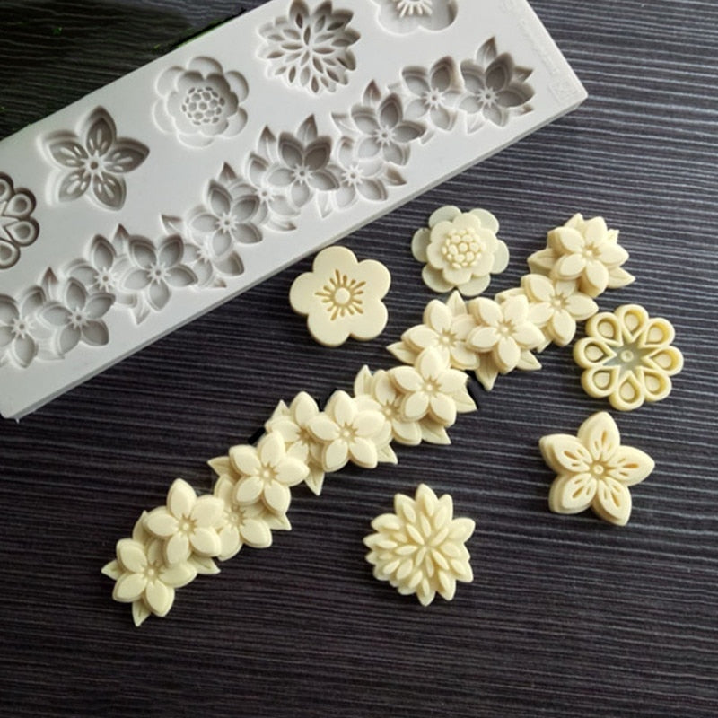 Flores una variedad de molde de silicona para Fondant molde de circunferencia de pastel DIY molde de caramelo suave