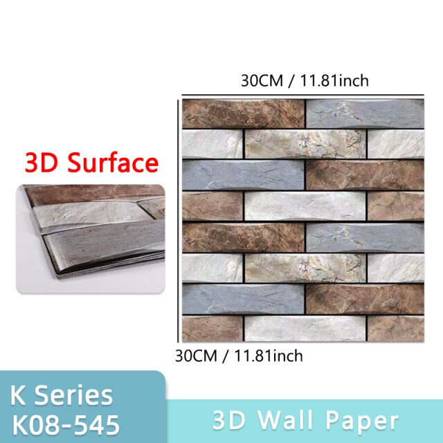 Papel pintado 3D DIY 3D patrón de piedra de ladrillo autoadhesivo pegatinas de pared impermeables 70*77cm estampados florales paneles de pared para sala de estar
