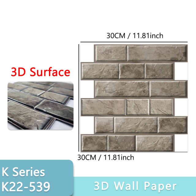 Papel pintado 3D DIY 3D patrón de piedra de ladrillo autoadhesivo pegatinas de pared impermeables 70*77cm estampados florales paneles de pared para sala de estar