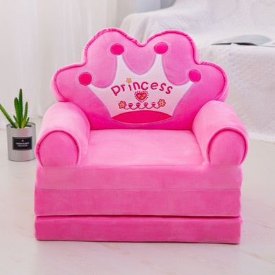 Sofá para bebé de 115CM, asiento de corona de dibujos animados a la moda, silla para niño, funda para niño pequeño para sofá plegable con Material de relleno, Mini sofá