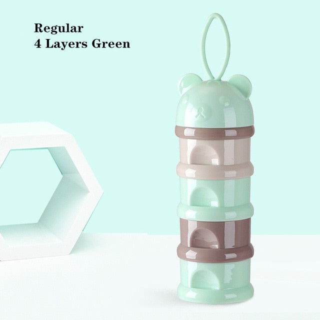 3 Or 4-layers Bear Style Portable Baby Food Storage Box Essential Cereal Cartoon Infant Milk Powder Box Toddle Snacks Container
