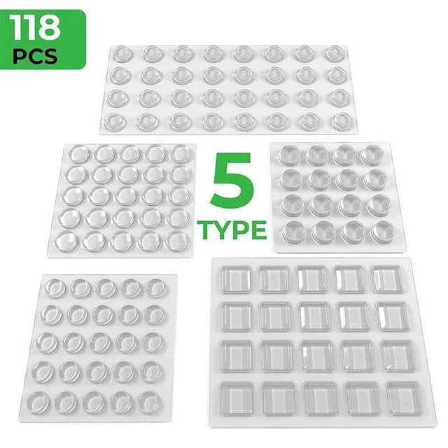118pcs/set Multi-function Silicone Damper Buffer Self Adhesive Cabinet Bumpers Furniture Pad Cushion Protective For Door Stopper