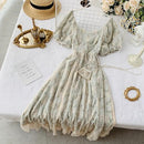 Sommer-feenhaftes Kleid-Frauen-französischer Art-Weinlese-Retro- Chiffon-Kleid-Hauch-Hülsen-beiläufiges elegantes Blumendruck-Kleid-Frauen 2022 Neu