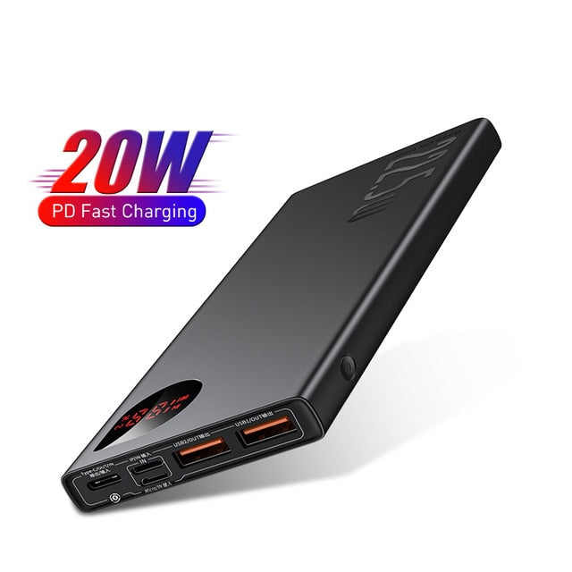 Baseus Power Bank 10000mAh con 20W PD Powerbank de carga rápida Cargador de batería portátil PoverBank para iPhone 12Pro Xiaomi Huawei