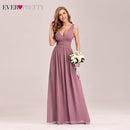 Royal Blue Bridesmaid Dress Plus Size Ever Pretty A Line V Neck Chiffon Elegant Pink Long Dress For Wedding Party For Woman 2021