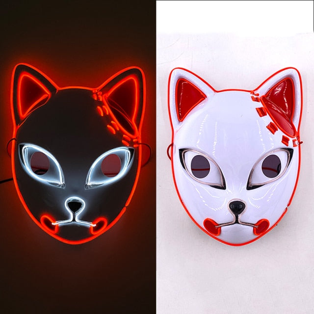 Leuchtende Neon-EL-Party-Maske, Halloween-LED-Maske, gruselige Cosplay-Party-Maske, beleuchtete Masque-Maskerade-Maske, die im Dunkeln leuchtet