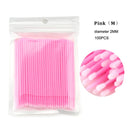 100 unids/bolsa microcepillo desechable para extensión de pestañas, hisopo para quitar pestañas individuales, microcepillo para herramientas de extensión de pestañas
