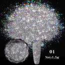 Polvo holográfico brillo de uñas láser plata rosa brillo cromo polvo de uñas brillo Gel esmalte copos para polvo de pigmento