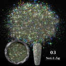 Polvo holográfico brillo de uñas láser plata rosa brillo cromo polvo de uñas brillo Gel esmalte copos para polvo de pigmento