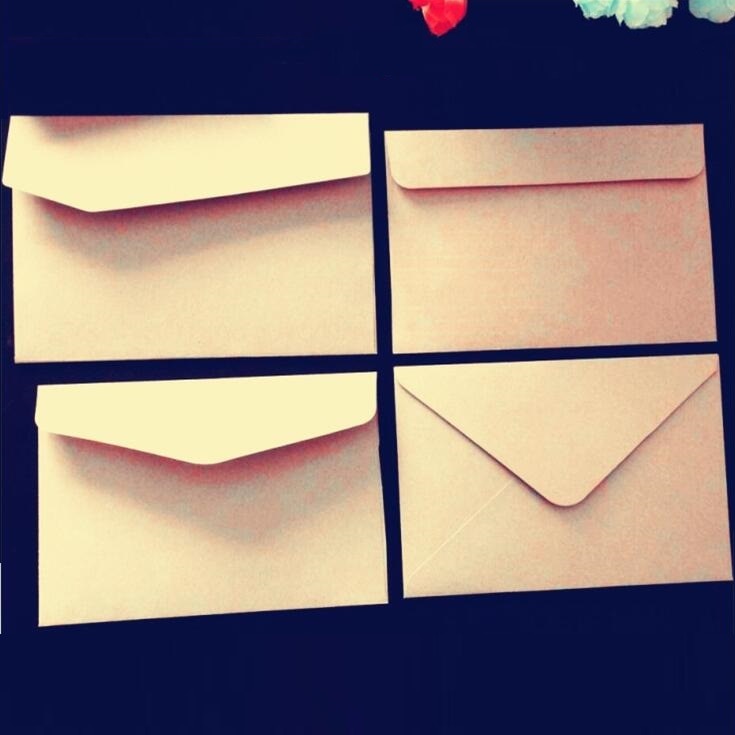 10 unids/lote de sobres de papel Kraft en blanco para tarjetas de mensaje de fiesta de boda, bolsas para tarjetas postales, sobres rojos Retro