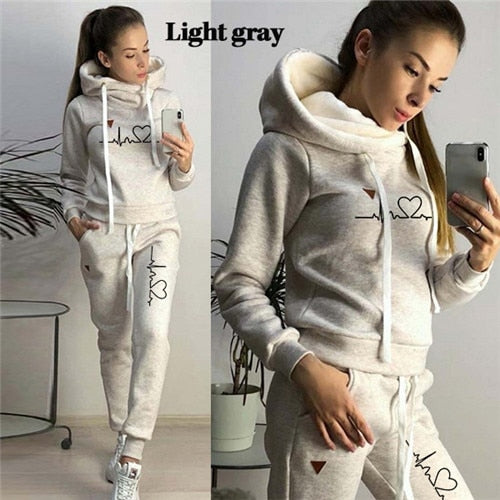 Casual Two Piece Outfits Pullovers Hoodies and Elastic Waist Jogger Pants Spring Autumn Tracksuit Woman Suit Female Sets 2021
