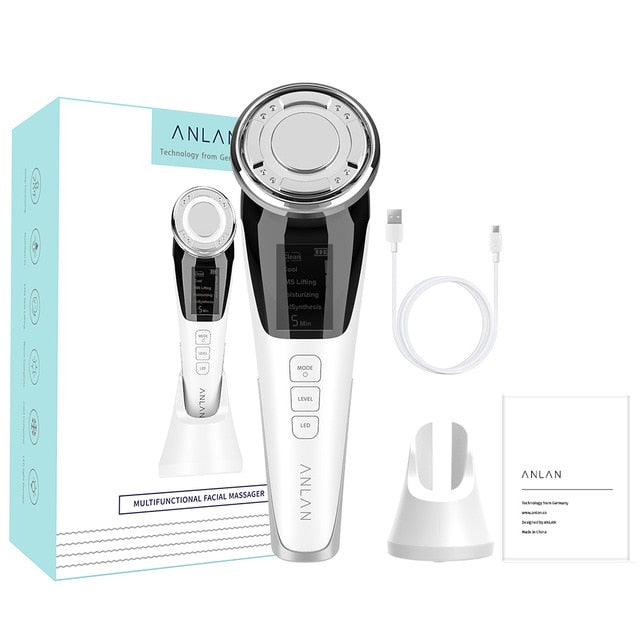 EMS Facial Massager LED light therapy Sonic Vibration Wrinkle Removal Skin Tightening Hot Cool Treatment Skin Care Beauty Device