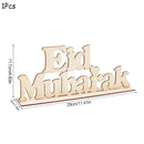EID Mubarak Wooden Pendant with LED Candles Light Ramadan Decorations For Home Islamic Muslim Party Eid Decor Kareem Ramadan