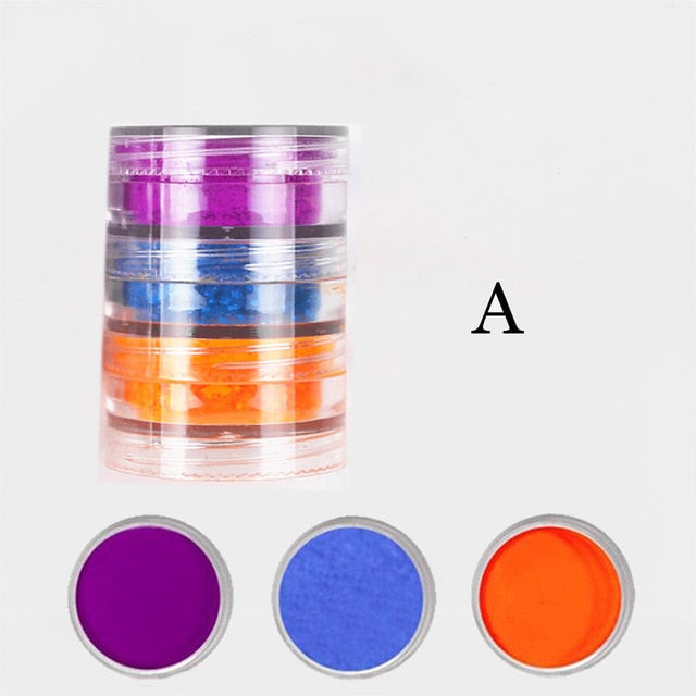 Neon-Phosphor-Pigment-Pulver-Set Fluoreszierende Nagel-Glitter-Augen-Pulver-Maniküre-Dekoration-Nagel-Kunst-Staub-Pigment-Pailletten