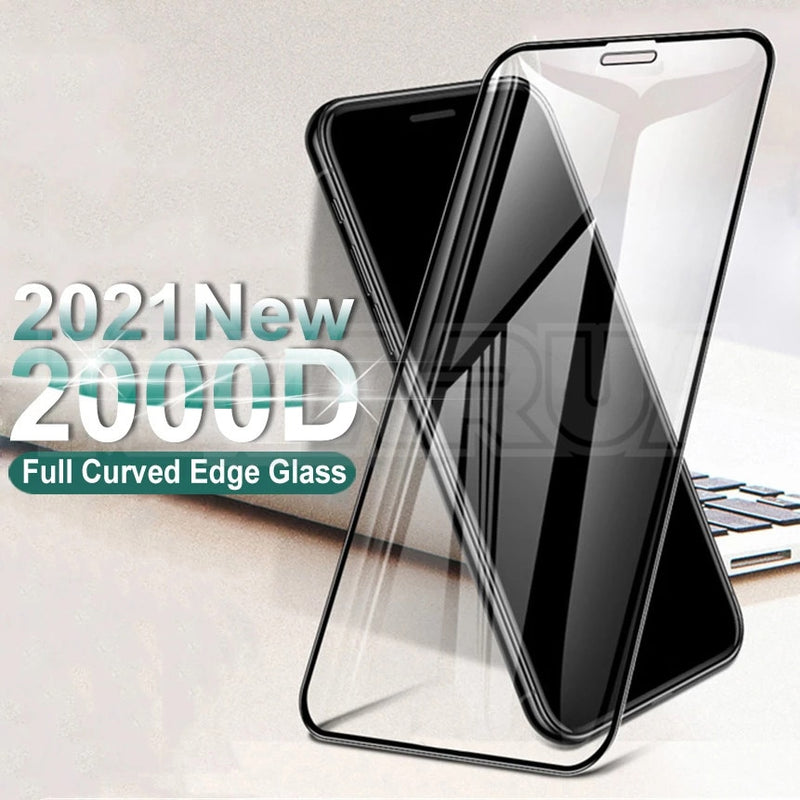 2000D Curved Protective Glass For iphone 6 6S 7 8 Plus SE Screen Protector on iphone X XR XS 11 12 Pro Max Tempered Glass case