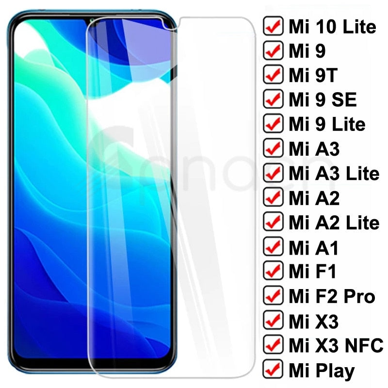 HD Gehärtetes Glas für Xiaomi Mi 9 10 A3 A2 Lite Schutzglas Xiaomi Mi 9 SE 9T Pro A1 F1 F2 Pro X3 NFC Displayschutzfolie