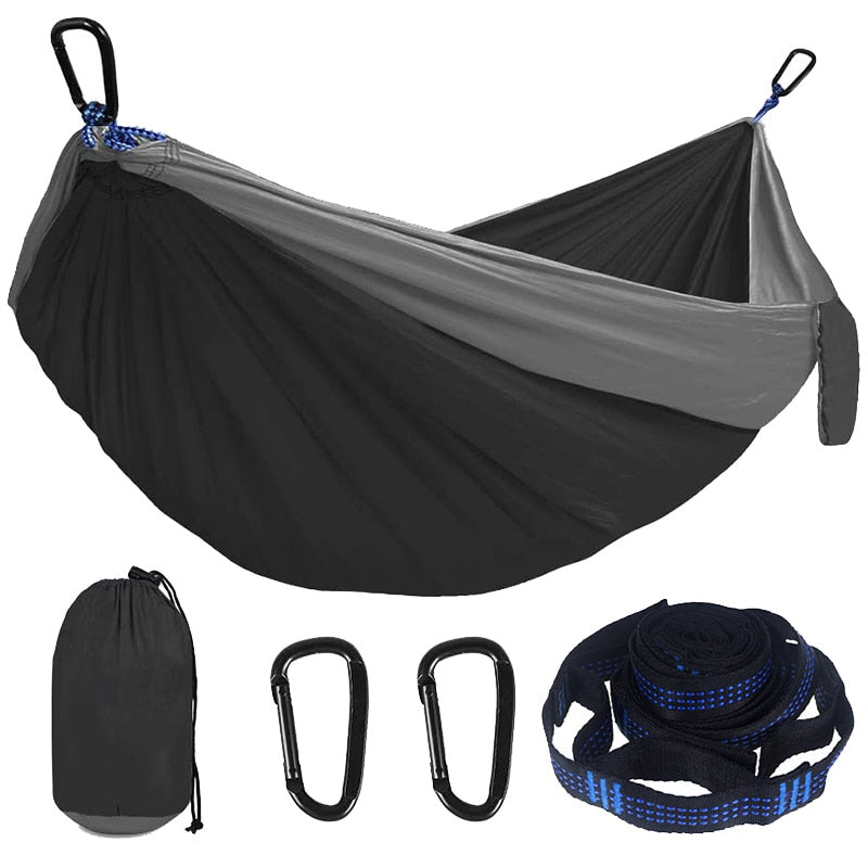 Camping-Hängematte, Doppel-Einzel-, leichte Hängematte mit hängenden Seilen für Rucksackreisen, Wandern, Reisen, Strandgarten