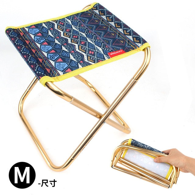 Ultra-light Aluminum Alloy Outdoor Portable Folding Stool, Foldable Fishing Camping Chair, Picnic BBQ Beach Seat, Storage Bag