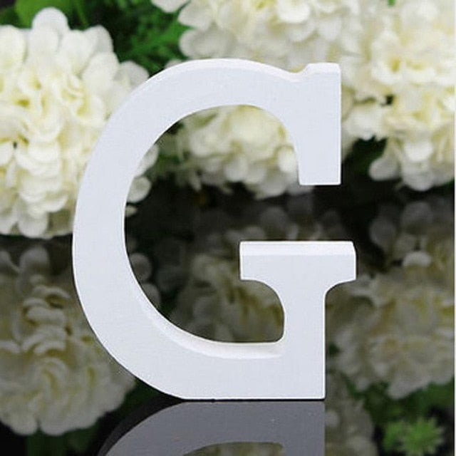 1 pieza Diy letras de madera independientes alfabeto blanco boda cumpleaños fiesta hogar decoraciones nombre personalizado diseño QQLIFE