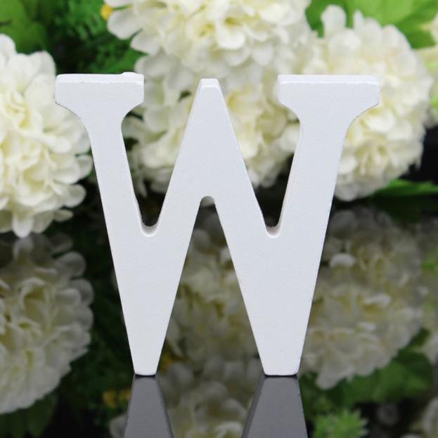 1 pieza Diy letras de madera independientes alfabeto blanco boda cumpleaños fiesta hogar decoraciones nombre personalizado diseño QQLIFE