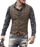 Herren Anzug Westen Herren braun schwarz Weste Weste Mann kariert Steampunk Jacke gestreift Tweed V-Ausschnitt Slim Fit Gilet Hochzeitskleidung