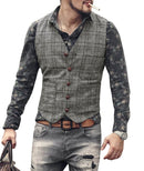 Herren Anzug Westen Herren braun schwarz Weste Weste Mann kariert Steampunk Jacke gestreift Tweed V-Ausschnitt Slim Fit Gilet Hochzeitskleidung