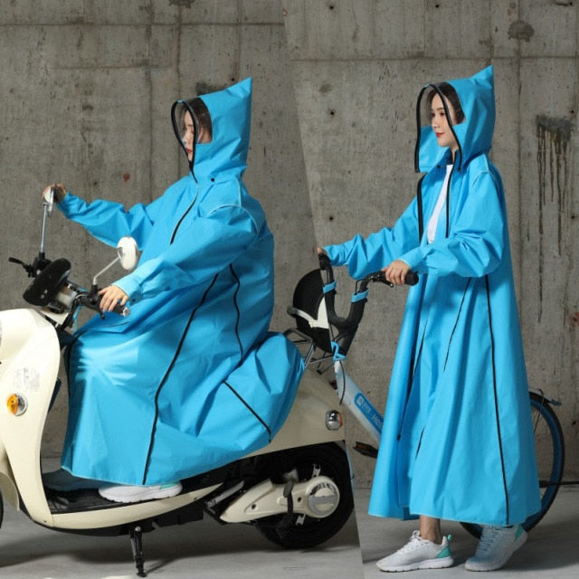 2021 Heißer Verkauf EVA Regenmantel Frauen/Männer Reißverschluss Mit Kapuze Poncho Motorrad Regenbekleidung Lange Stil Wandern Poncho Umwelt Regenjacke